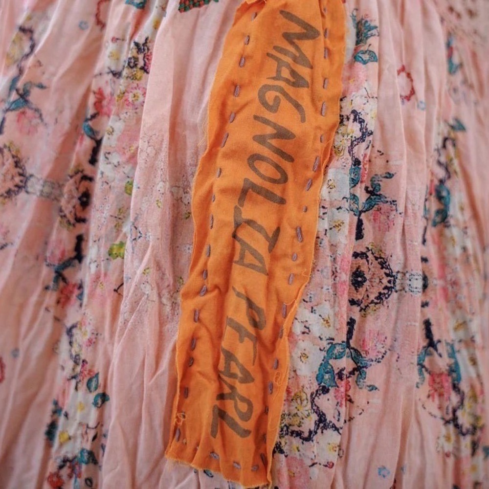 Magnolia Pearl Romantic Dress Pink Peach Lace Crochet Embroidered Short Sleeve - Picture 13 of 16
